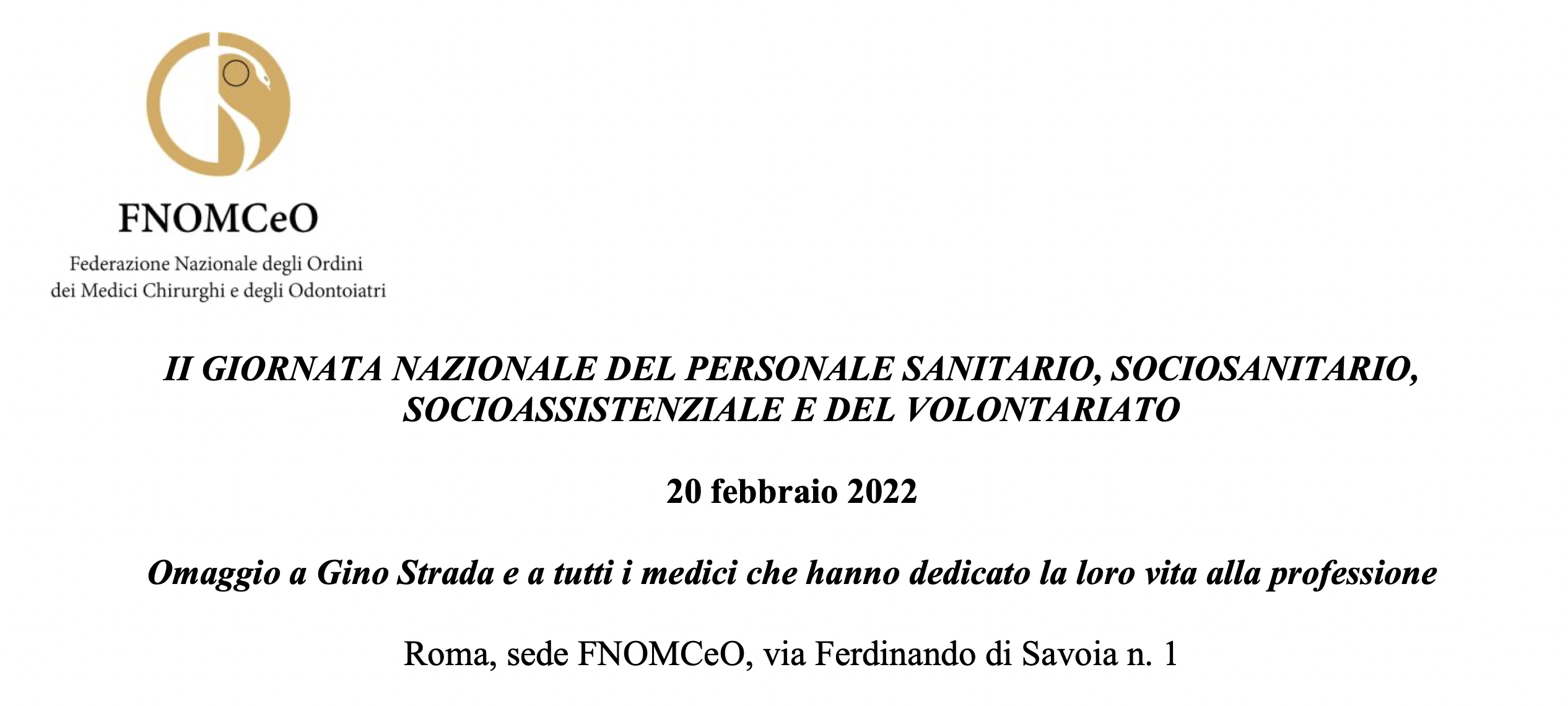 Giornata nazionale del personale sanitario